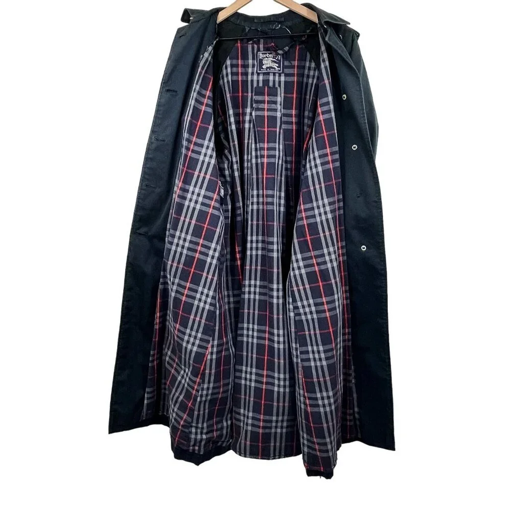 Vintage 80's Burberry Heritage Waterloo Trench Coat Nova Check 10 Long FLAWS - Picture 4 of 13